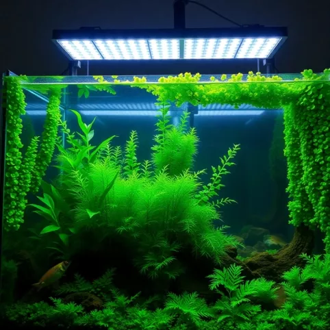 Mocne oświetlenie akwarium a glony